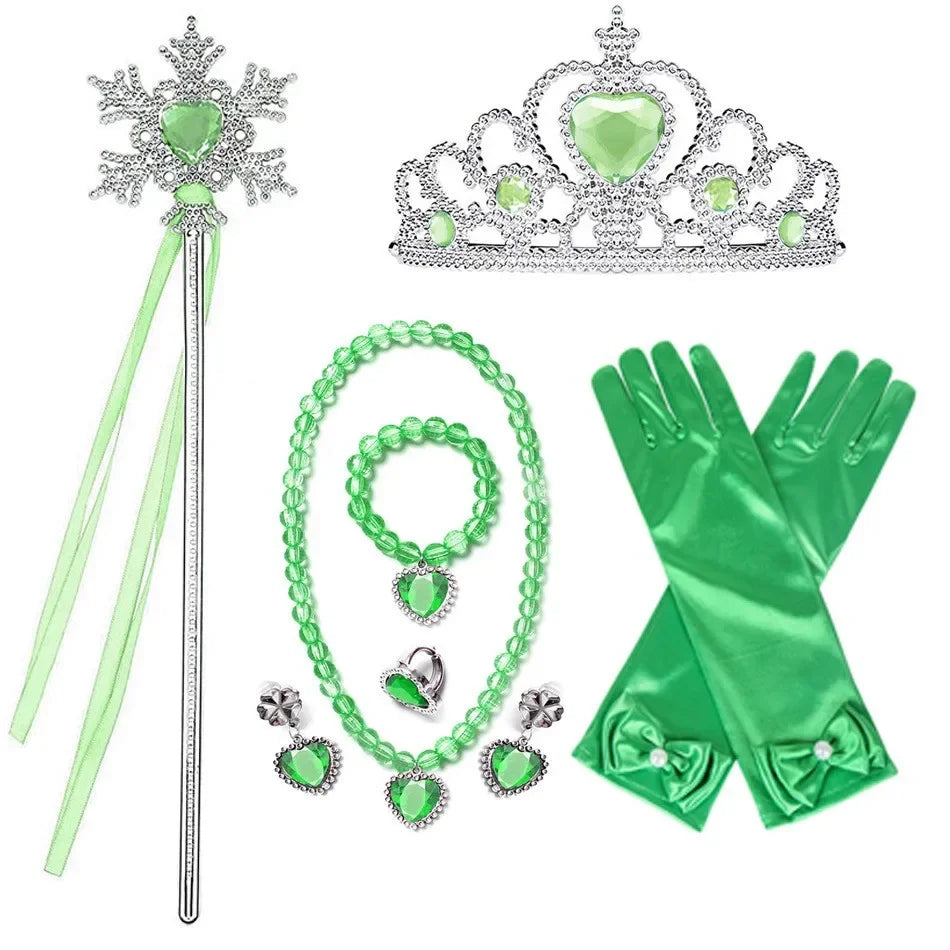 Girls Princess Anna Dress Birthday Party Dresses Halloween Disguise Cosplay Costume Fancy Green Dress Up Fantasia Anna Costumes
