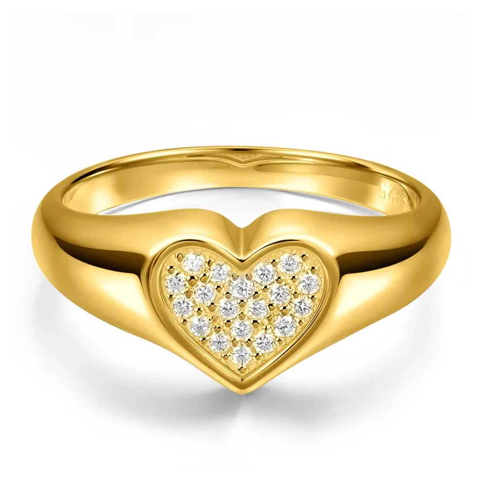 D VVS1 Heart Moissanite Engagement Ring 925 Sterling Silver Plated 18k White Gold Diamond Rings for Women Brithday Gift