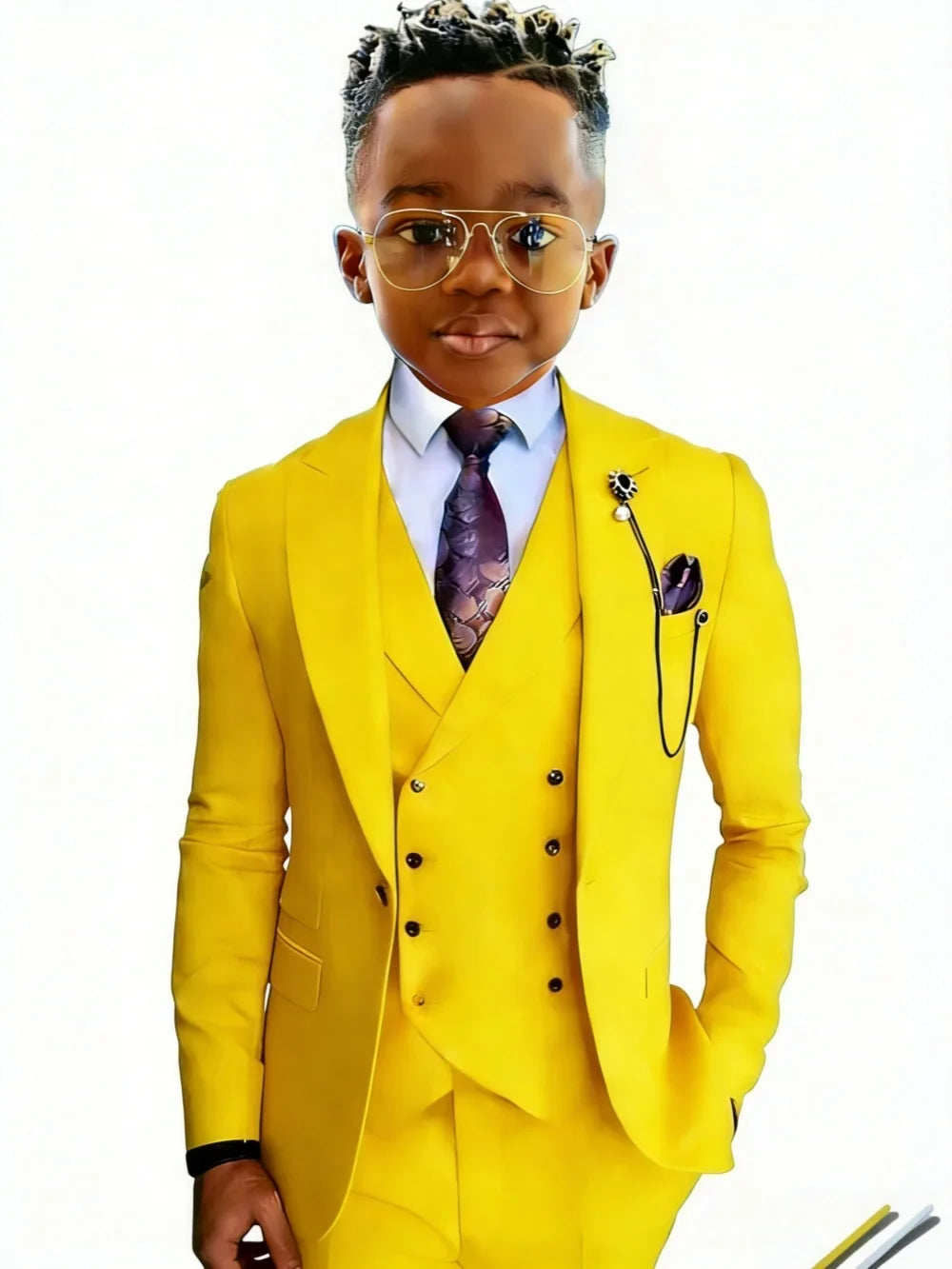 Stylish Kids Suit Set 3 Pieces Wedding Ring Bearer Outfit High Quality Boys Slim Fit Suits Birthday Party Wear Plus Size