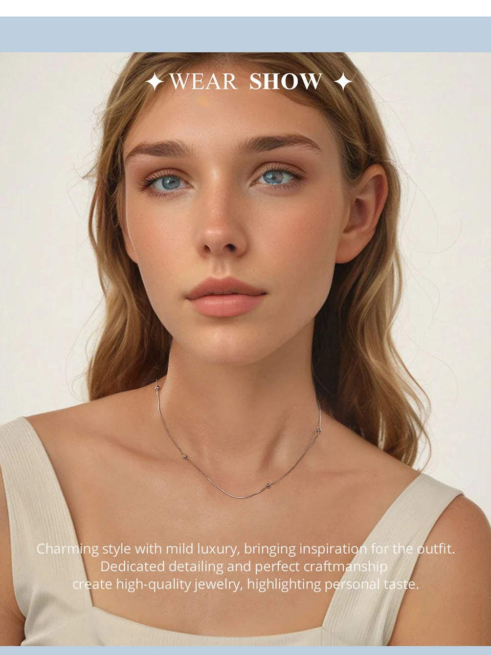 Gold Plated Beads Snake Chain Necklace for Women, 925 Sterling Silver Adjustable Basic Chain Necklace Wedding Jewelry