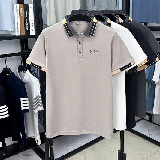 Brand Design Men's Lapel Short Sleeve Polo Shirt Summer New Arrival Letter Print T-Shirt Casual Business Fashion Men's Clothing