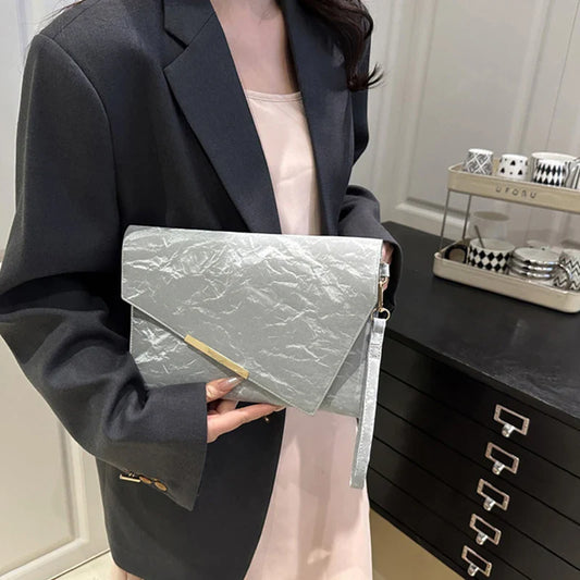 Fashion Women Clutch Soft PU Leather Solid Color Evelope Bag Wristlet Bags Female Small Handbags Day Clutches Evening Party Bags