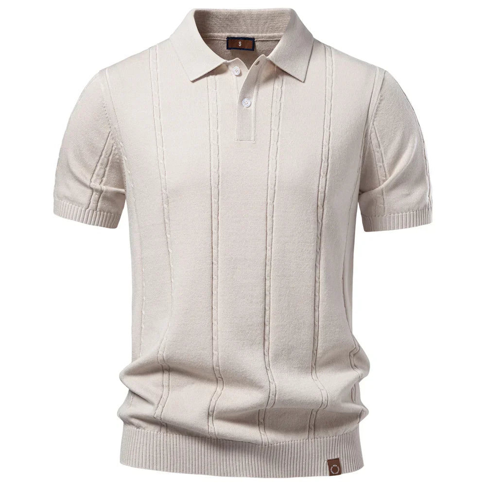 Men's Stripe Golf Polo Shirt Old Money Cool Silk Fabric Short Sleeve Icy Touch Breathable Casual Summer Top