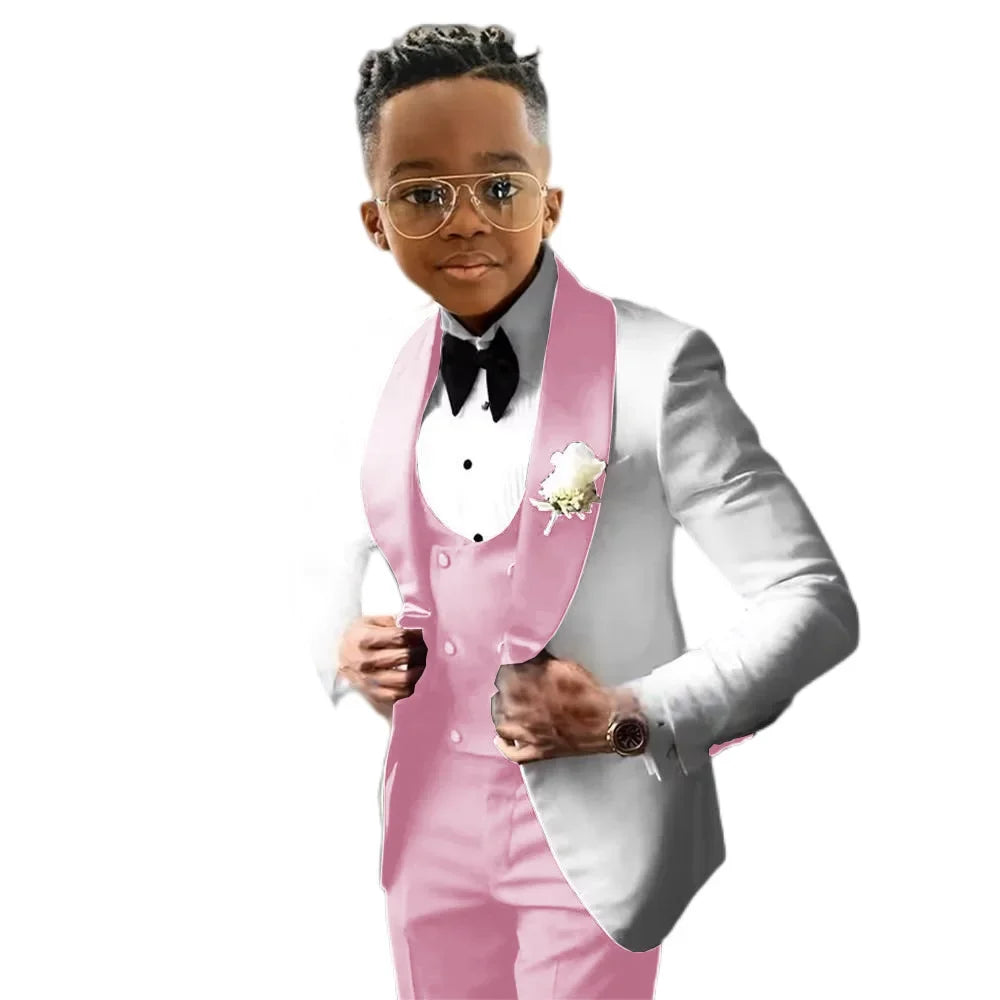Kids Slim Fit Shawl Lapel Suit Set 3 Pieces Performance Costumes Elegant Flower Boys Formal Party Suit Kids Wedding Tuxedo 2-20T