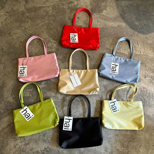 Luxury Premium Designer Elegant Womens Silk Satin Small Tote Solid Color Shoulder Underarm Purse Versatile Fashion Commuting Bag