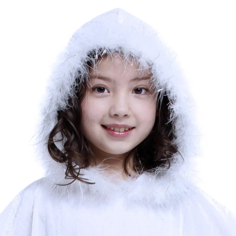 Child Boy Girl Cute White Ghost Demon Glow In The Dark Cape Cosplay Costume Kids Fancy Dress Performance Halloween Theme Party