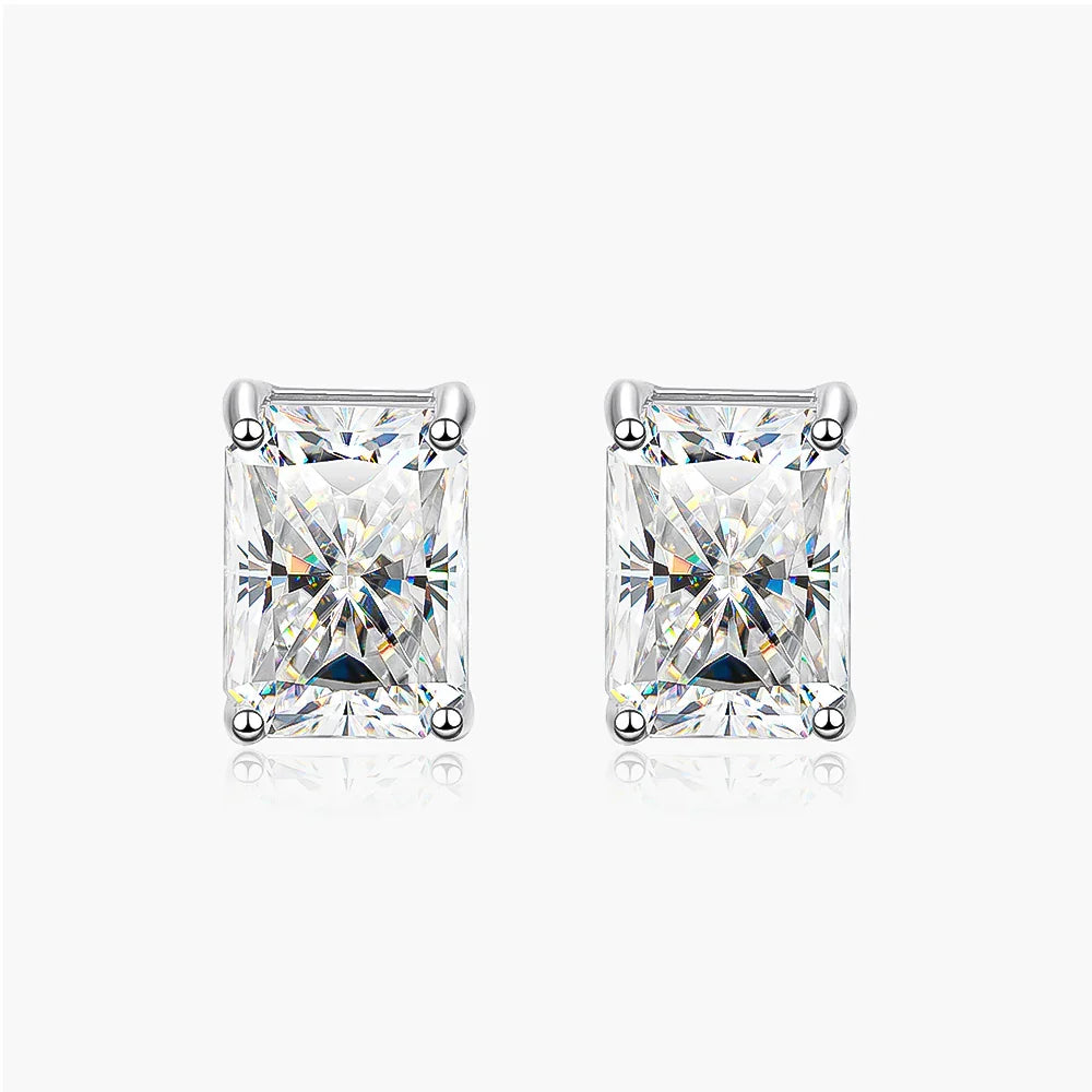 Classic 100% 925 Sterling Silver Real Moissanite Gemstone White Gold Earrings Ear Stud For Women Fine Jewelry Wholesale