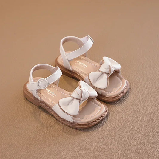 New Children's Sandals Summer Bowknot Girls Princess Causal Shoes Fashion Kids Soft Bottom Beach Flat Sandals Open-toe Versatile
