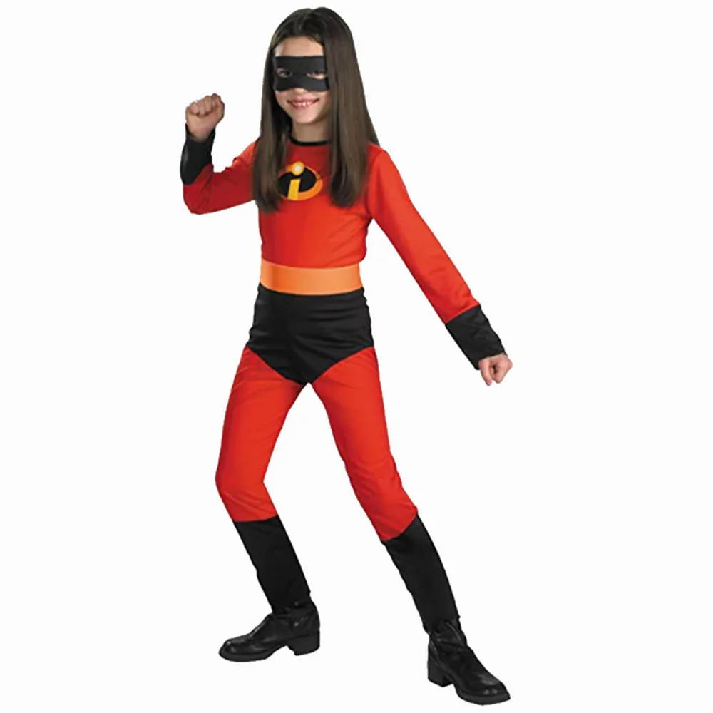 Children's Halloween Anime Costume Incredible Mr. 2 Costume Cosplay Children's Superhero Fancy Dress Up Children's Red jumpsuit