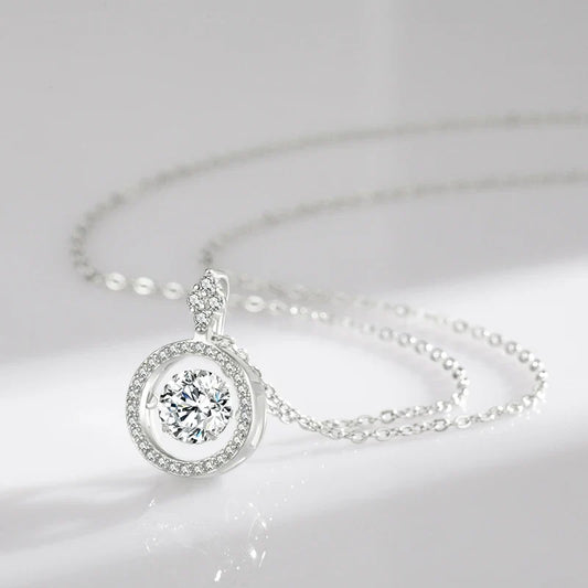 925 Sterling Silver Sparkling Luxury Pendant Necklace Link Chain Movable Zirconia Wedding Engagement Jewelry For Women