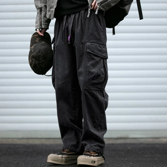 Oversized Cargo Pants For Men Multi Pocket Loose Fit Streetwear Casual American Style Korean Trendy Fashion Straight Leg Pants