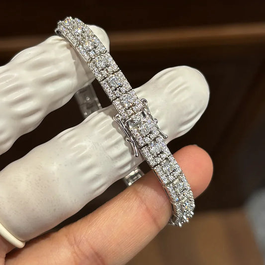 Bracelet de Tennis en Moissanite Certifié GRA, Diamant Couleur D pour Femme Homme, en Argent 925, Chaîne de Couple, Cadeau