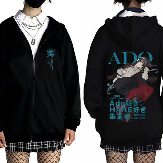 Ado World Tour 2025 Hibana Zipper Hoodie Men Women Clothing Fashion Japanese Style Streetwear Unisex Casual Fleece Zip Up Jacket