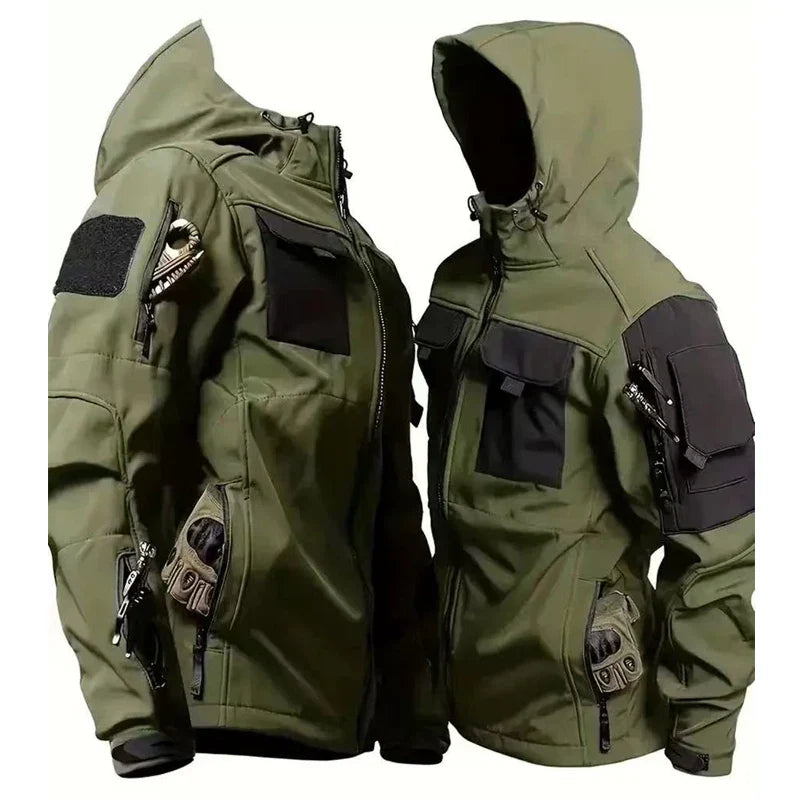 Autumn WinterTactical Jackets Men Cargo Military SoftShell Waterproof Windproof Hooded Jackets Outdoor Functional Multi-pockets