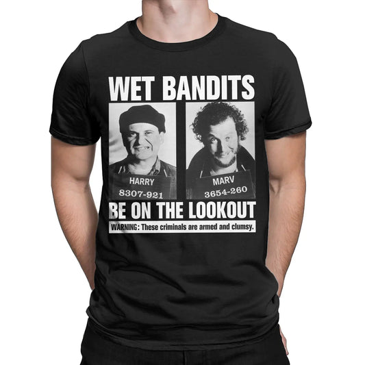 Home Alone Wet Bandits T-Shirt for Men Vintage Pure Cotton Tee Shirt Crew Neck Short Sleeve T Shirt Printed Tops