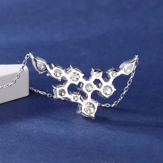 4.8cttw Full Moissanite Pendant Necklace for Women S925 Silver Round & Pear Cut Lab Diamond Necklace Party Wedding Jewelry Gift