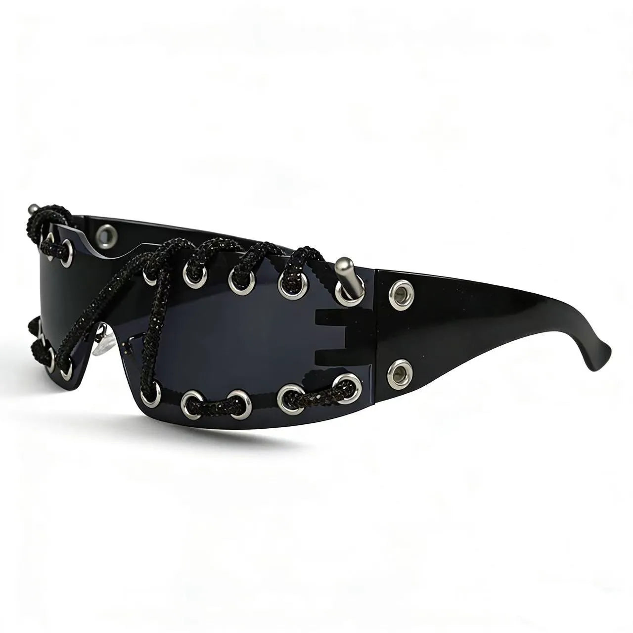 Punk Y2k sunglasses women Frameless Sunglasses Crystal Chain One-piece Party Shades Bling Streetwear Luxury Accessories