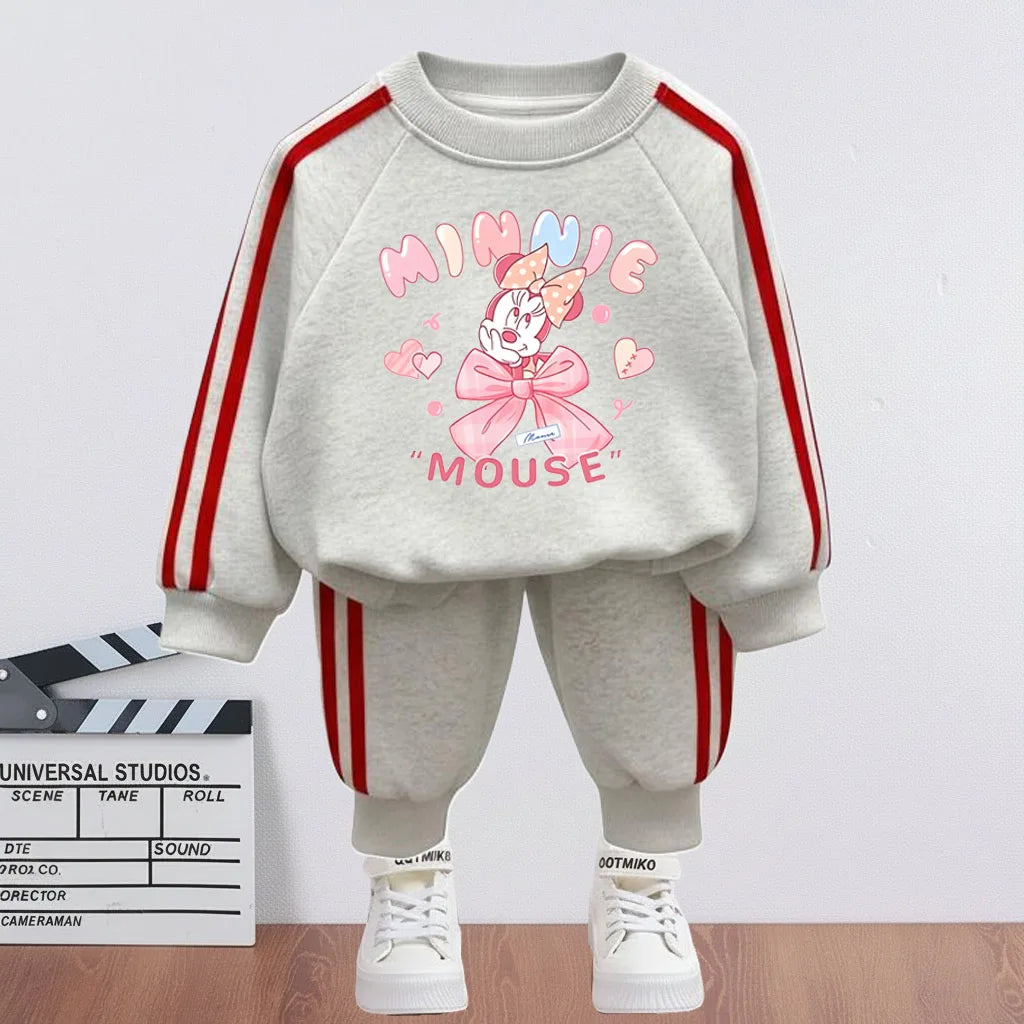 2026 Spring New Style Children Clothing Sets Girls O Neck Hoodies and Side Stripe Trouser Two Piece Kids Casual Sweatshirts Set