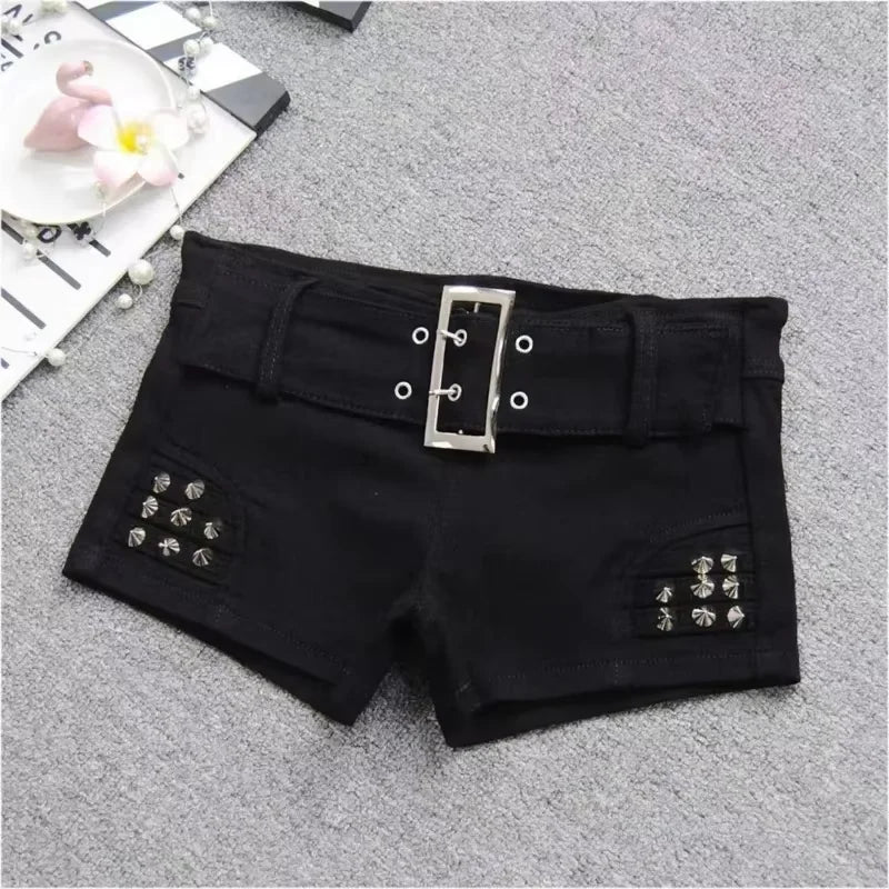 Y2k Streetwear Harajuku E-girl Summer Women 2000s Grunge Kpop Japanese Gyaru Low Rise Jean Shorts Slim Denim Hot Pants Trashy