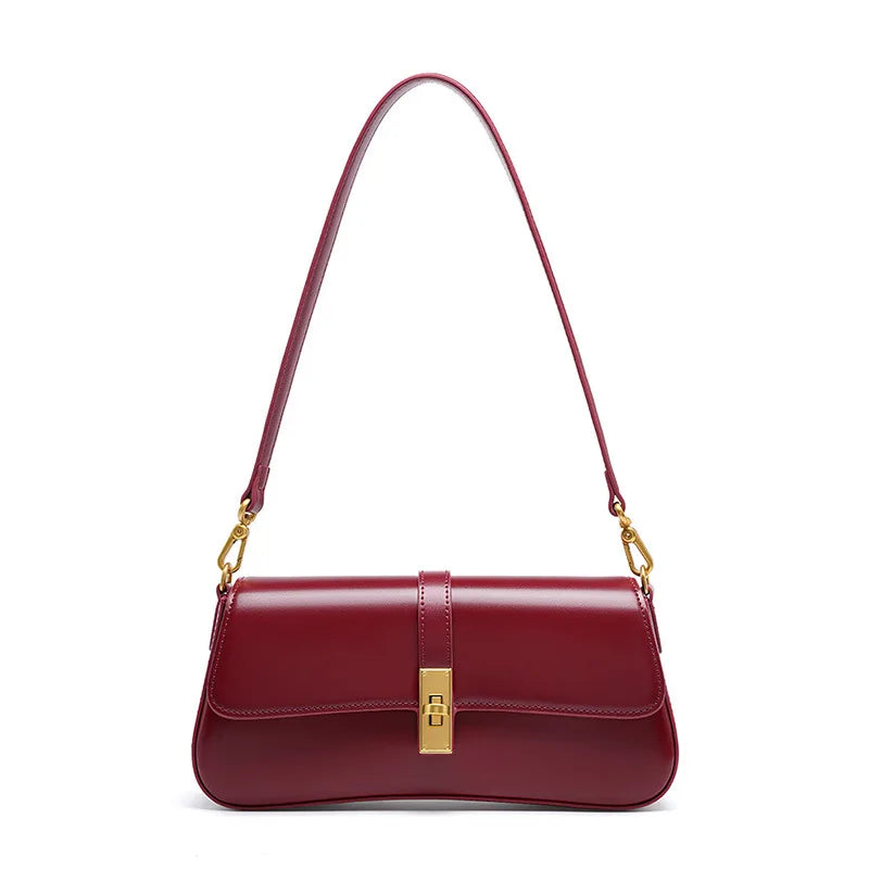 underarm cowhide Genuine leather handbags women vintage shoulder bag female crossbody bags luxury high quality 2025