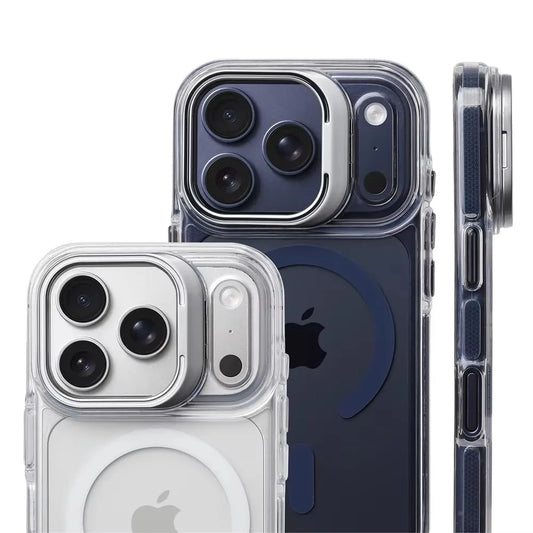 Luxury Magnetic Shockproof Clear Bumper Case for iPhone 17 Pro Max Air 16 15 14 13 12 Plus For Magsafe Lens Protect Stand Cover