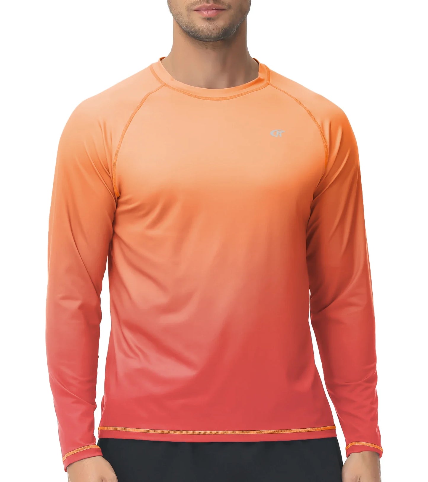 Summer Men's Long Sleeve T-Shirt UPF 50+ Rash Guard Gradient Shirt for Sport Fishing Hiking Workout Outdoor Pullover Shirt