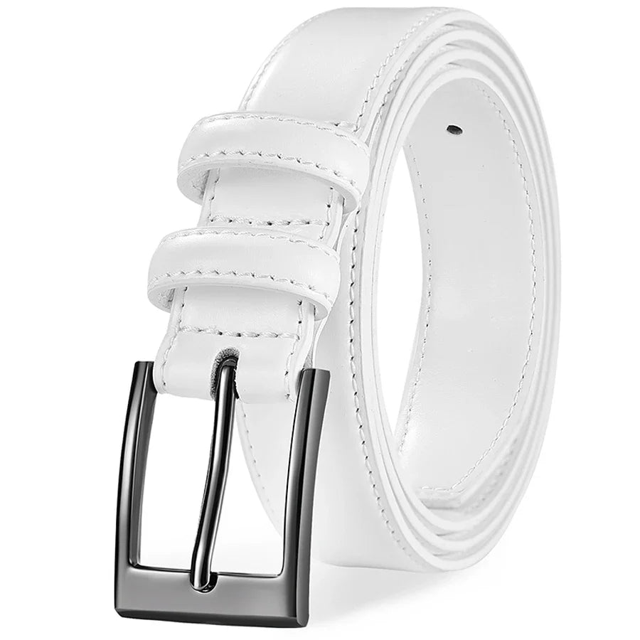 Belt, Men's Leather, Casual Pants, Men's Cowhide, Young People, Simple Denim, Middle-Aged Belt, Young People, Retro Needle Buckl