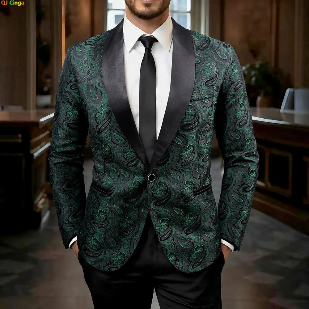 2026 New Men's Red Cashew Flower Blazer, Wedding Party Dress Jacket, White Blue Black Brands Blazers Coat, S M L XL XXL