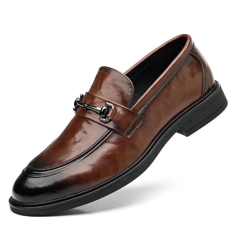 New Fashionable Men's Casual Loafers Comfortable And Classic Formal Business Casual Shoes Metal-Decorated Wedding Party Shoes