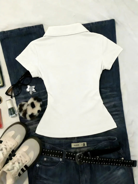 women's short-sleeve top t-shirt with horse emblem print
