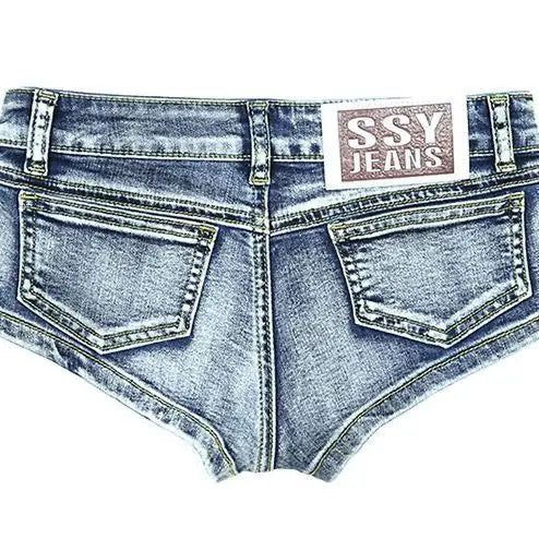 Summer New Tied Dyed Low-rise Jeans Shorts Nightclub Tight Sexy Hip Elastic Denim Super Shorts Hot Pants Women