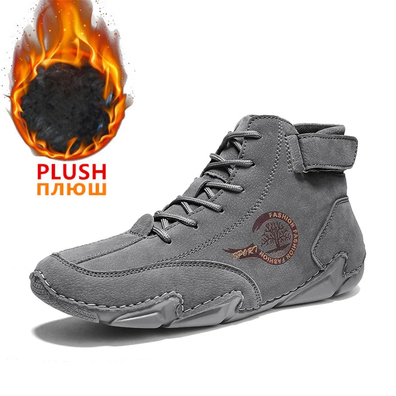 Winter Men Boots Suede Leather With Fur Ankle Boots Men Leisure Boots Keep Warm Western Boots Men Casual Sneakers Bota Masculina