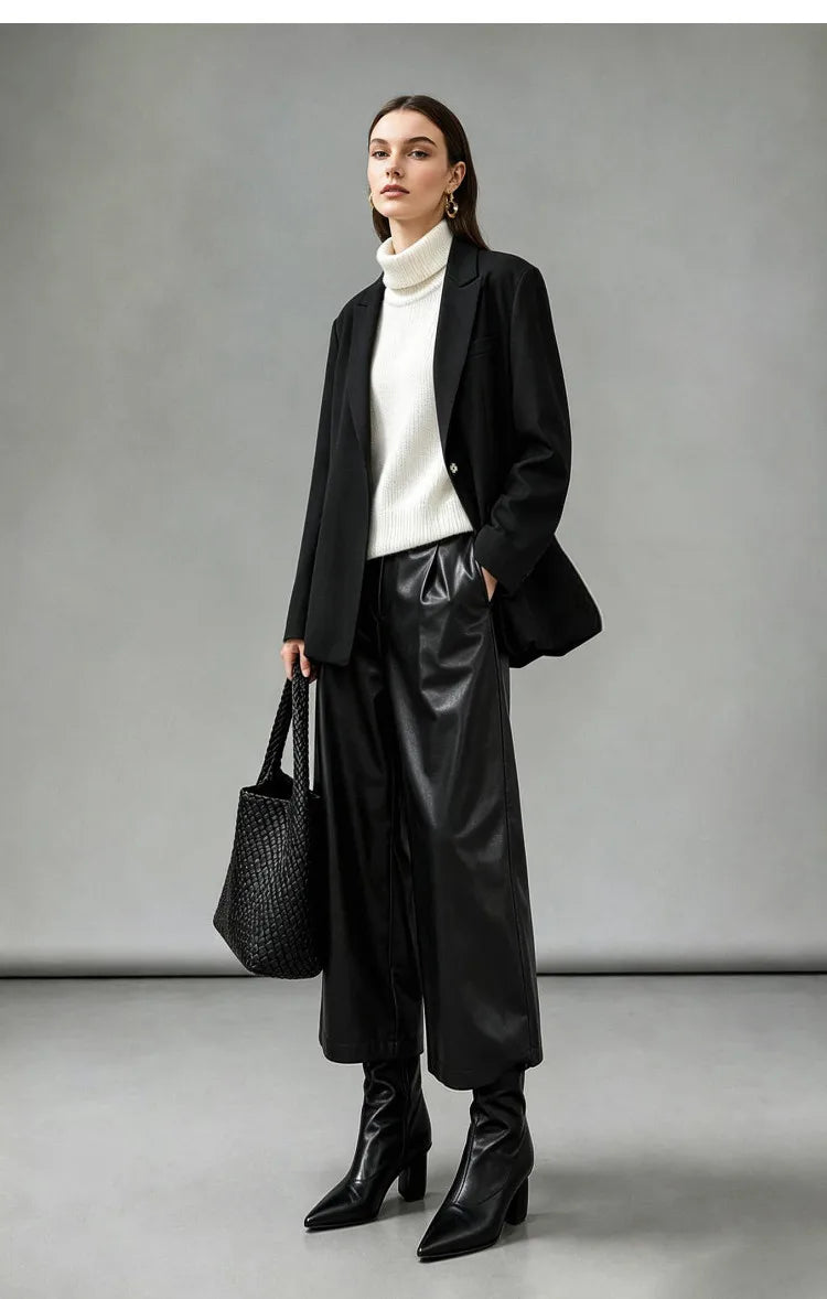 Women Blazer 2026 Autumn New Sharp Commuter Jackets Notched Lapel Metal Buttons Minimalism Women Outerwear Coats 12643012