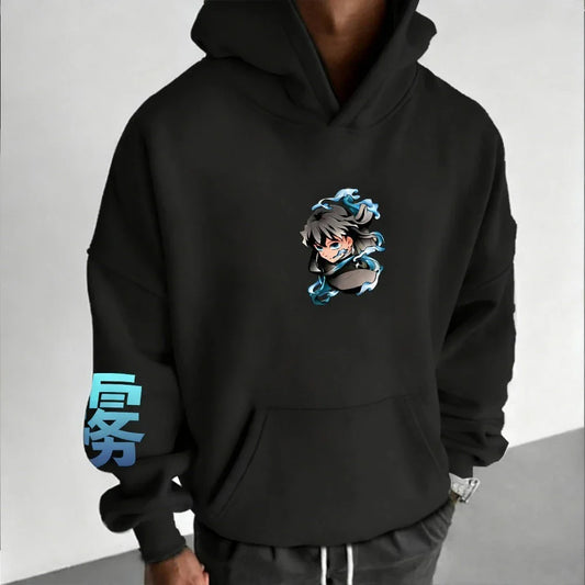 Demon Slayer Men's Hoodie Sweatshirt Muichiro Tokito Anime Spring Autumn Winter Boy Harajuku Long-sleeved Parent-child Outfit