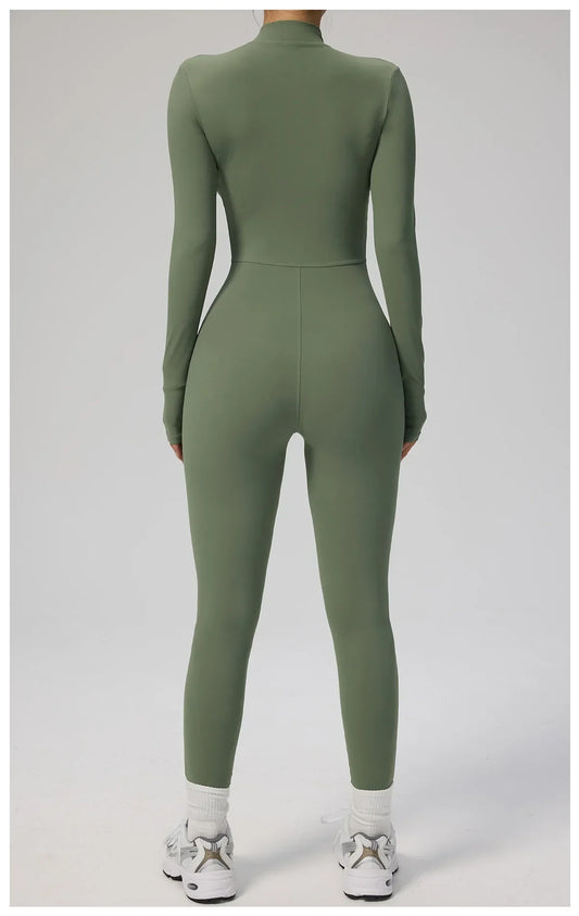 Zipper Jumpsuit Women Quick Dry Clothing Sportswear Woman Gym Yoga Sport Sets Spandex Nylon Workout Sets Women Tracksuit