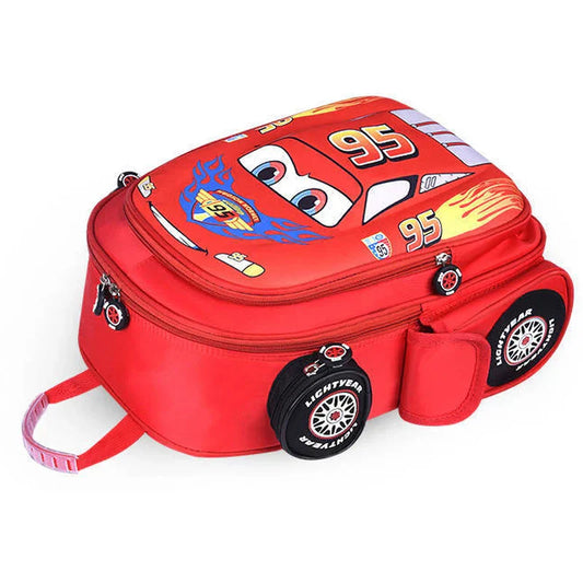 Car Children's Bag Kindergarten Boy's Backpack Lightning Cartoon Multi Pocket Three-dimensional Schoolbag For Kids