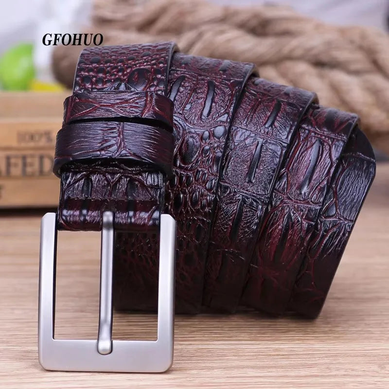 3.8CMNew Fashion Luxury Crocodile Skin Design men belt Genuine Leather Pin Buckle Alligator Jeans belts for Men's Cinto