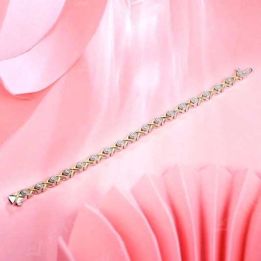 Bracelets de tennis en argent massif 925 plaqué or 18 carats pour femme, ronds en moissanite de 1,25 mm, bracelet de luxe pour cadeaux de fiançailles