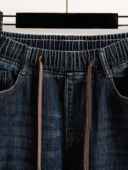 Slimming Wide Leg Jeans Women's Casual Straight Cut Spring Autumn ular plus Size Cotton Stretch Denim Pure Color