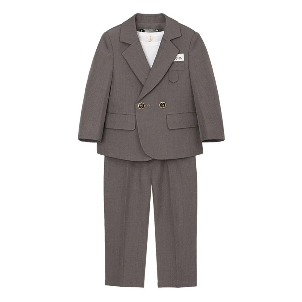 Hot Sale Stylish Boys Suits 3 Pieces For Performance Activities Classy Shawl Neck Child Suit Set Wedding Ring Bearer Outfit