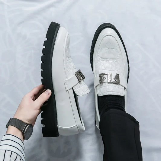 Mens Loafers Party Business Thick Soled Men Leather Shoes Dress Platform Shoes Comfortable Fashion New Casual Shoes for Men