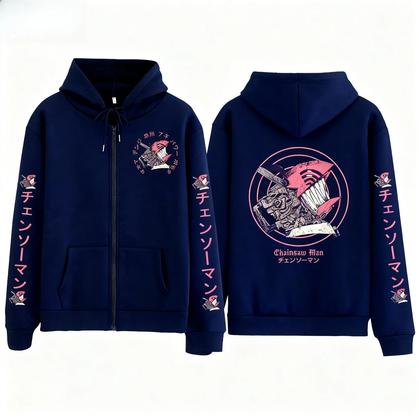 Chainsaw Man Men's And Women's Zipper Coat Hoodie Sweater Long-sleeved Jacket Pochita Anime Spring And Autumn Top Winter