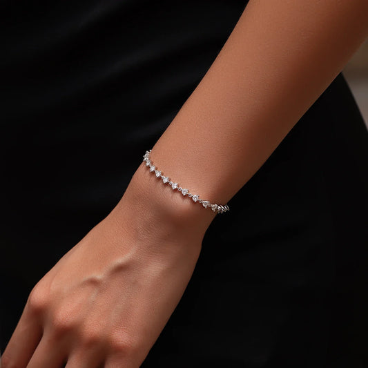 Bracelet Moissanite 2.4CT Argent Sterling 925 Étincelant Rond Labo Diamant Tennis Bracelets Pour Femmes Beaux Bijoux