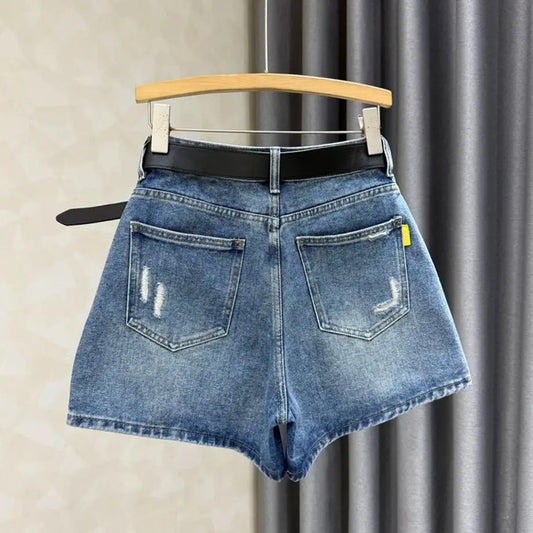 High Waist Ripped Women's Denim Skort 2025 Summer New Fashion A-line High Waisted Skinny Hot Shorts Versatile Pant Skirt