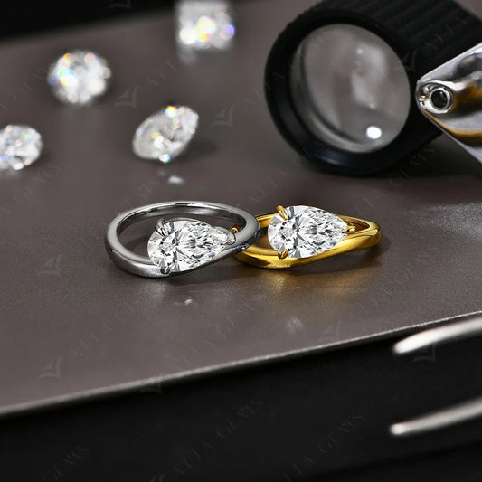 Bague en moissanite étincelante taille poire 3 carats pour femme, diamant de laboratoire VVS1, alliance solitaire en argent sterling S925, cadeau de mariage