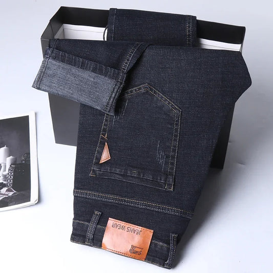 2026 Men's Slim Fashion Denim High Quality Male Pants Elastic Black Blue Leisure Jeans Brand Clothing