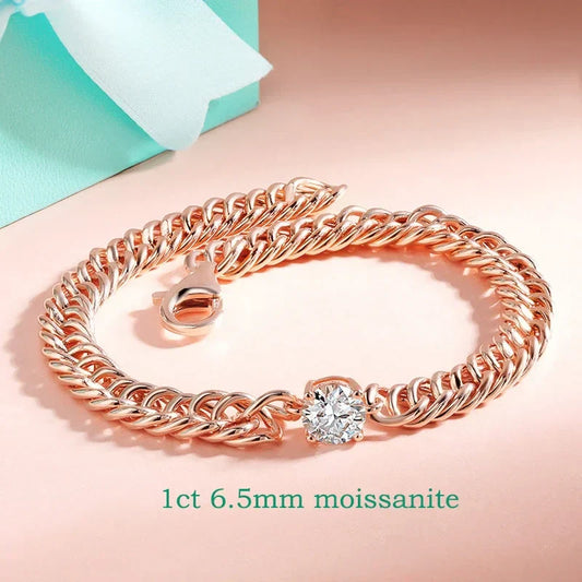 Bracelet en argent avec moissanite 1 carat couleur D pour femmes et hommes, bracelets classiques scintillants style hip-hop en argent sterling 925 Shani Abergel