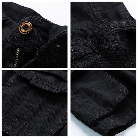 Men Summer 100% Cotton Cargo Shorts Comfort Breathable Leisure Street Short Pants New Solid Color Outdoors Sports Shorts Men