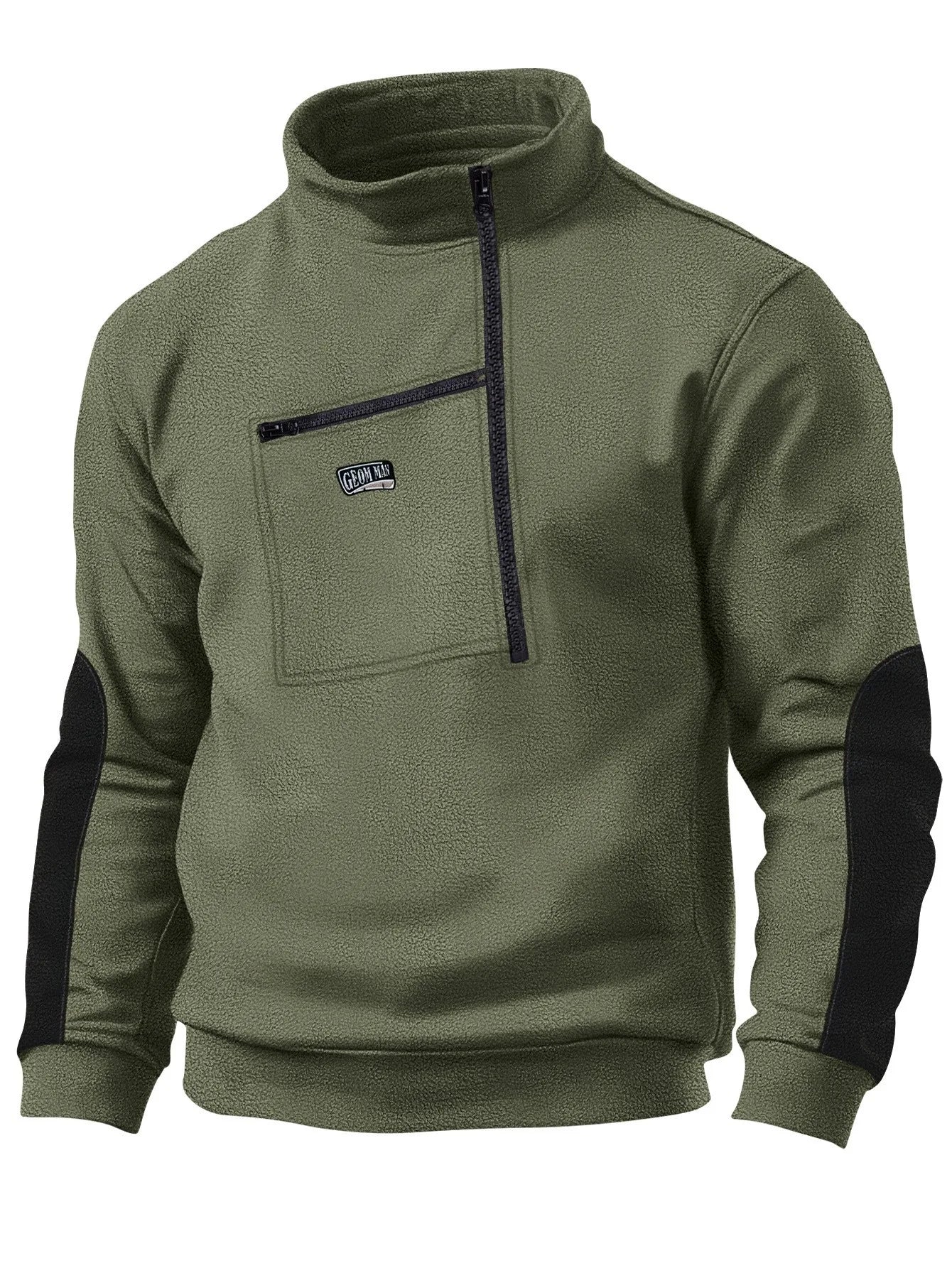 Winter multi-color button-down fleece pullover with windproof and drawstring design for men's casual and sportswear