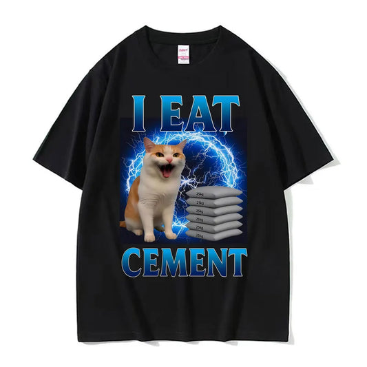 I Eat Solder Cursed Funny Cat Meme T Shirt Men Women's Clothing Fashion Casual T Shirts Summer High Quality Cotton T-shirts Tops